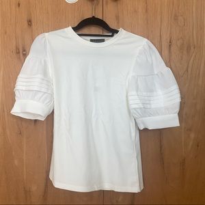 White bubble sleeve blouse